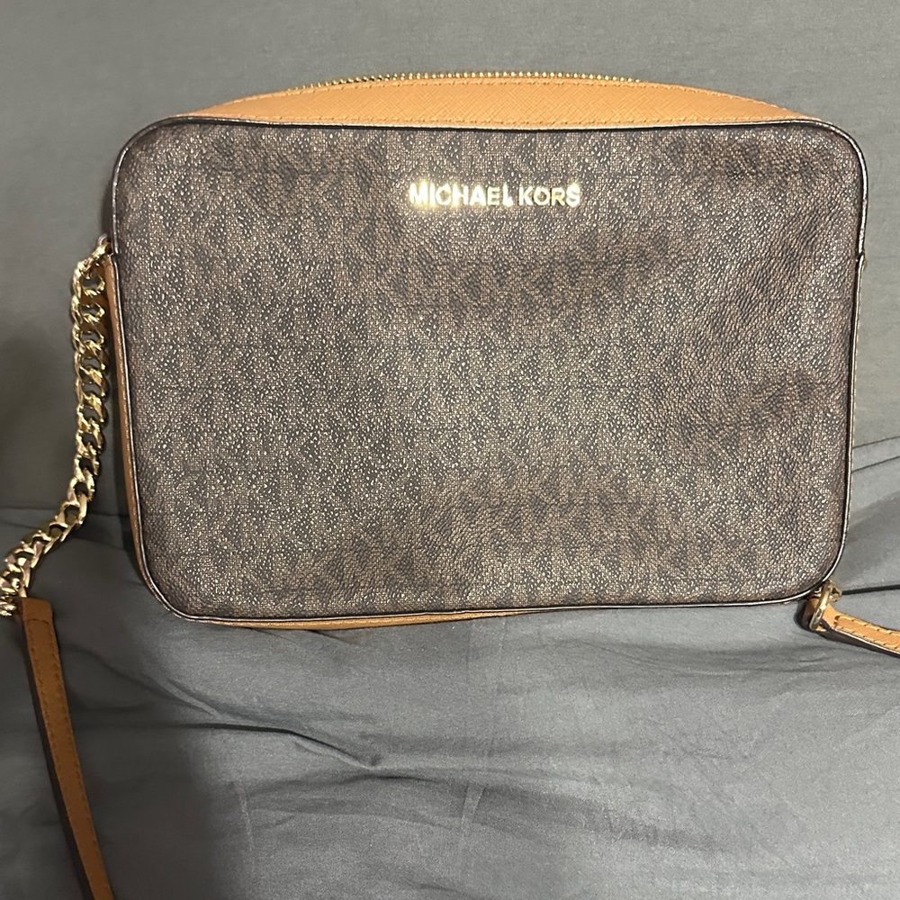 Michael Kors Signature Brown and Tan Shoulder Bag
